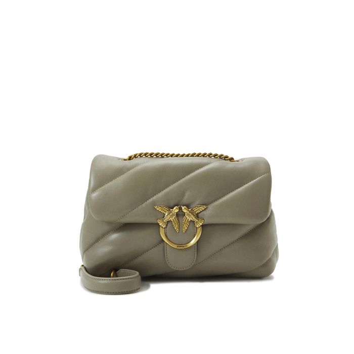 Borsa maxi Love Puff trapuntata noce/oro