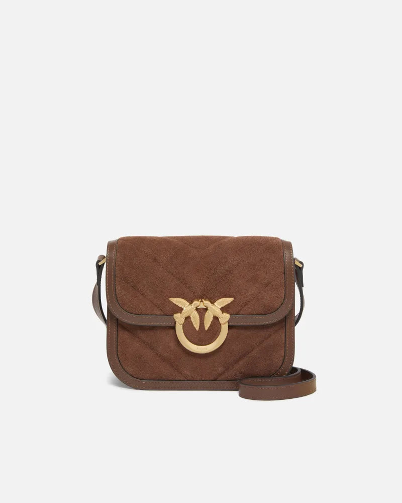 Borsa a spalla piccola Mini Love Bag Box in pelle scamosciata