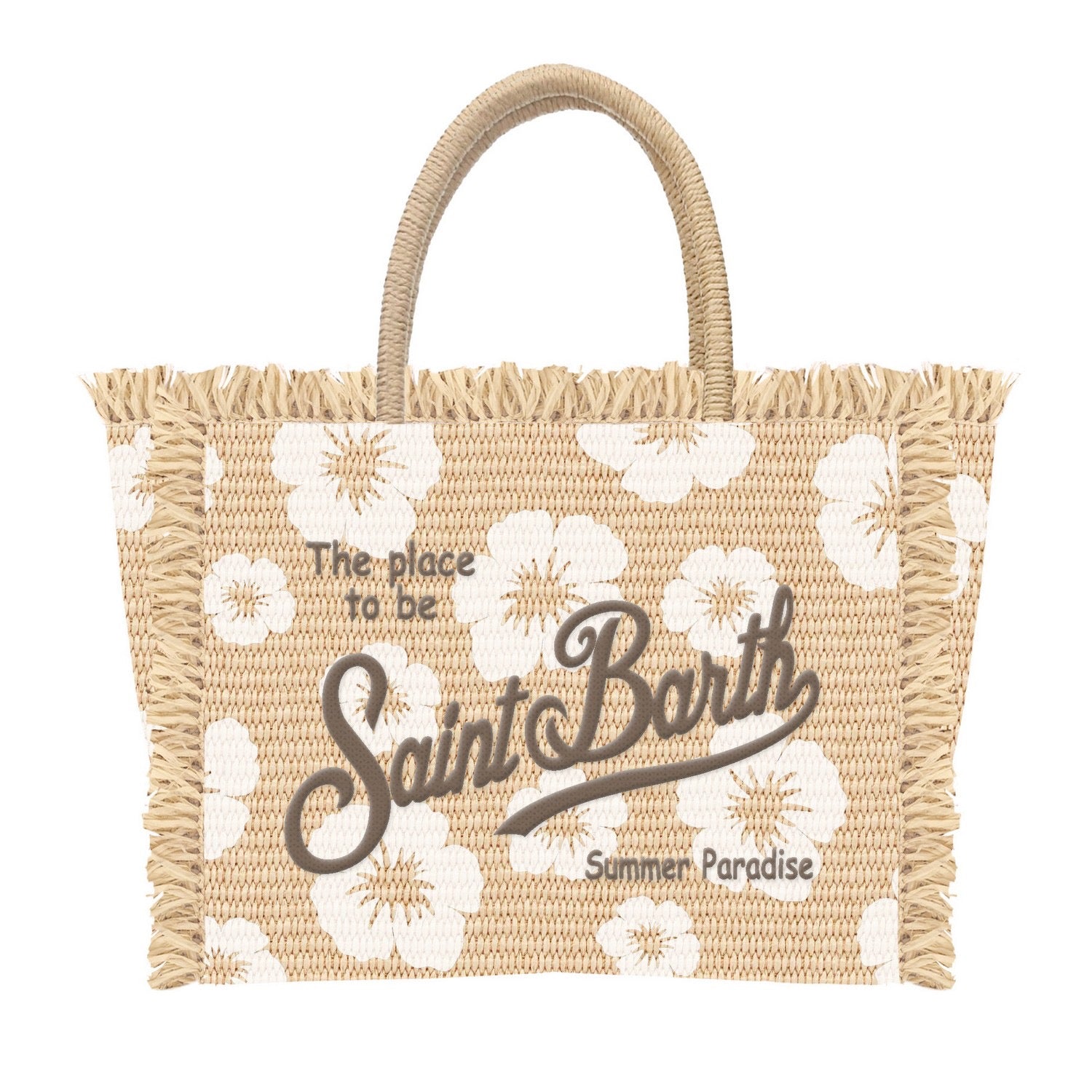 Borsa colette rafia Saint Barth fiori bianchi