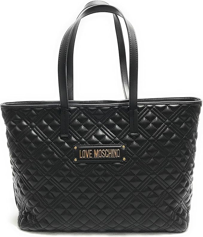 Borsa da donna Love Shopping Ecopelle trapuntata nera