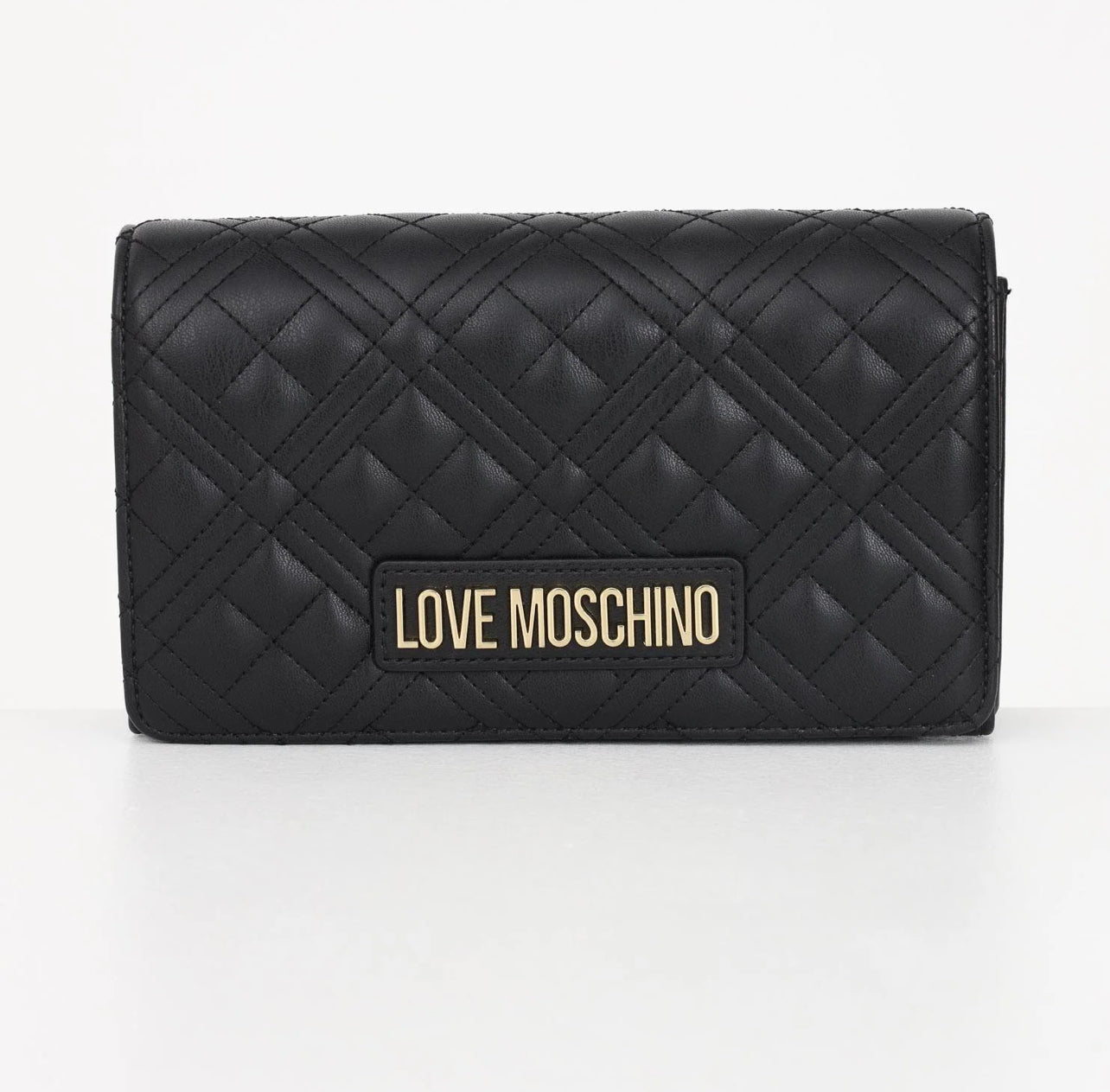 Pochette nera da donna con motivo trapuntato e logo