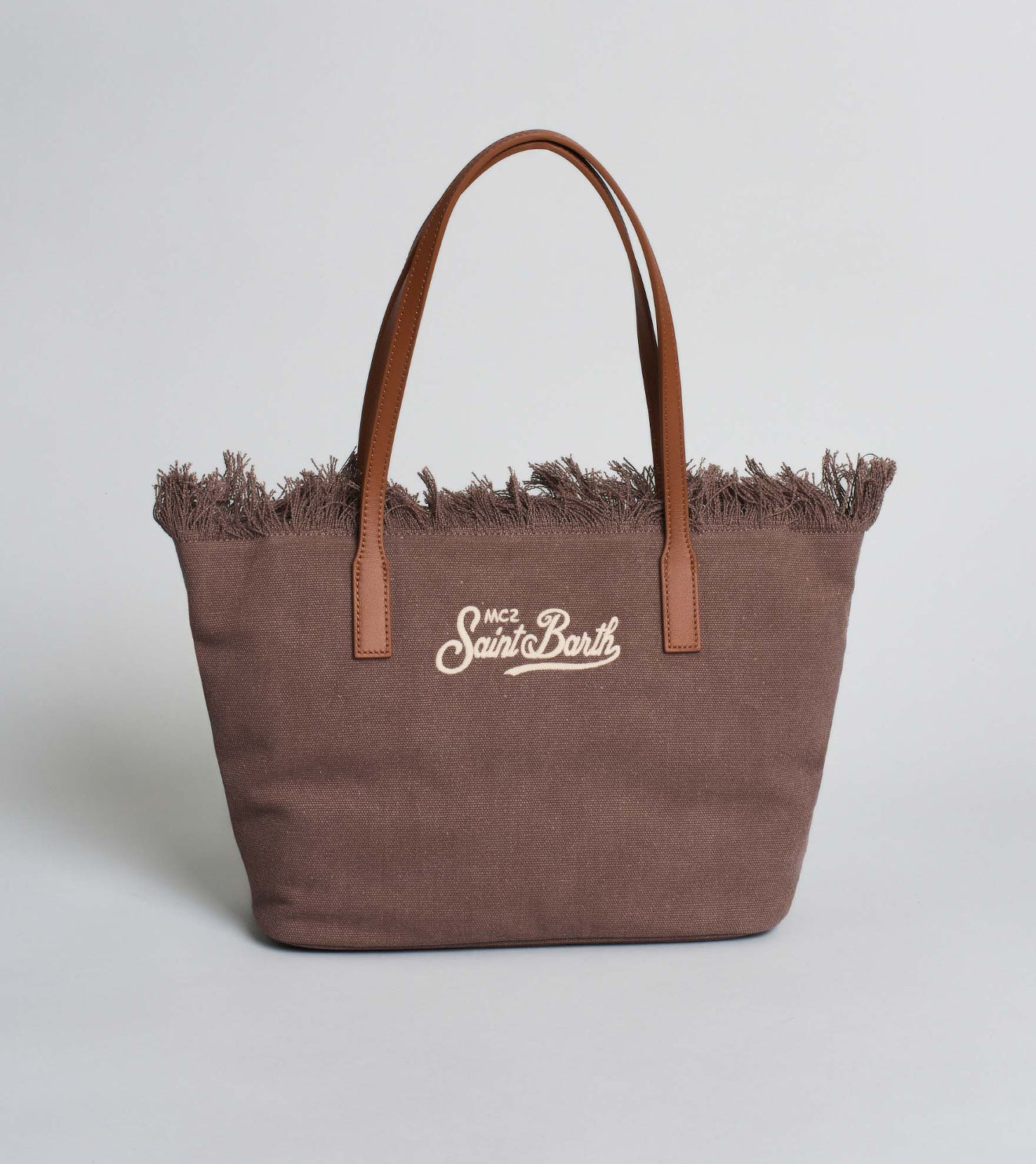 Borsa in tela Saint Barth marrone/animalier
