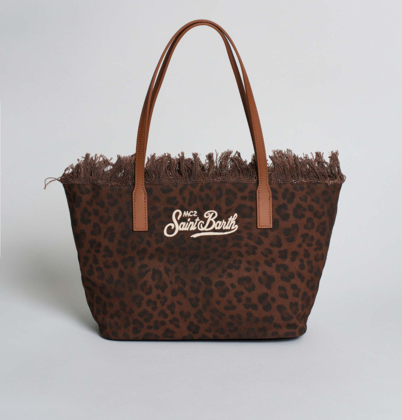 Borsa in tela Saint Barth marrone/animalier
