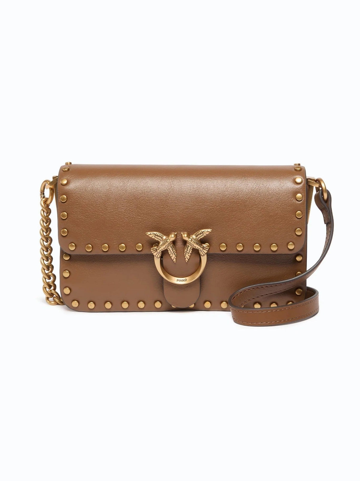 Love one slouchy mini studs new biker marrone cognac