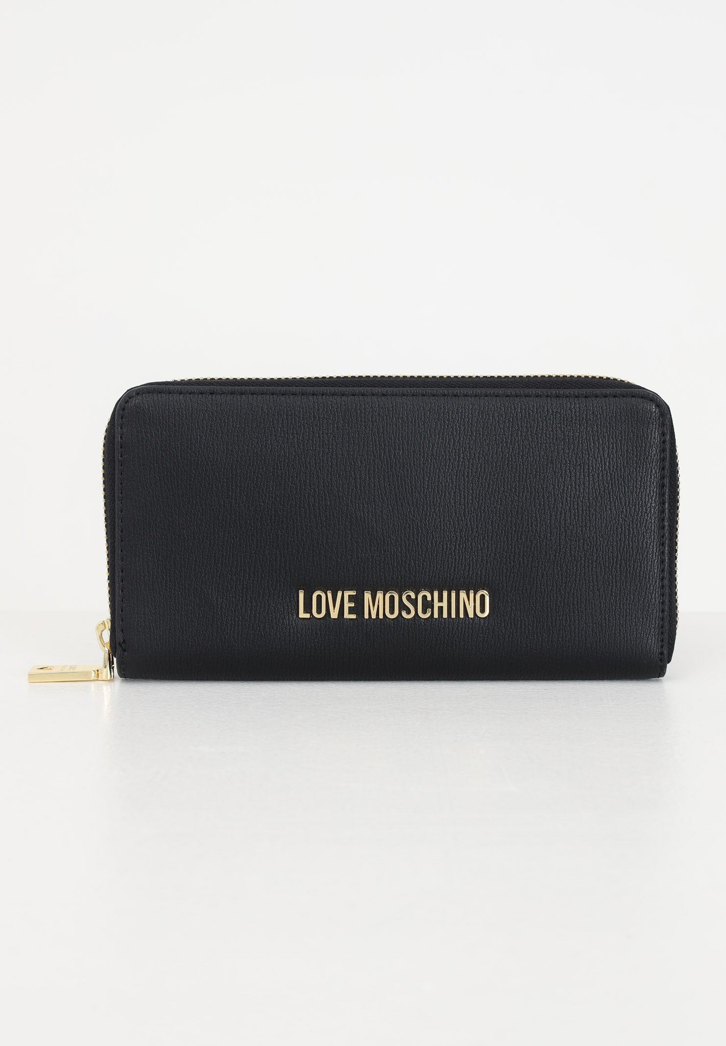 Love Moschino Portafoglio da donna nero lettering gold zip around