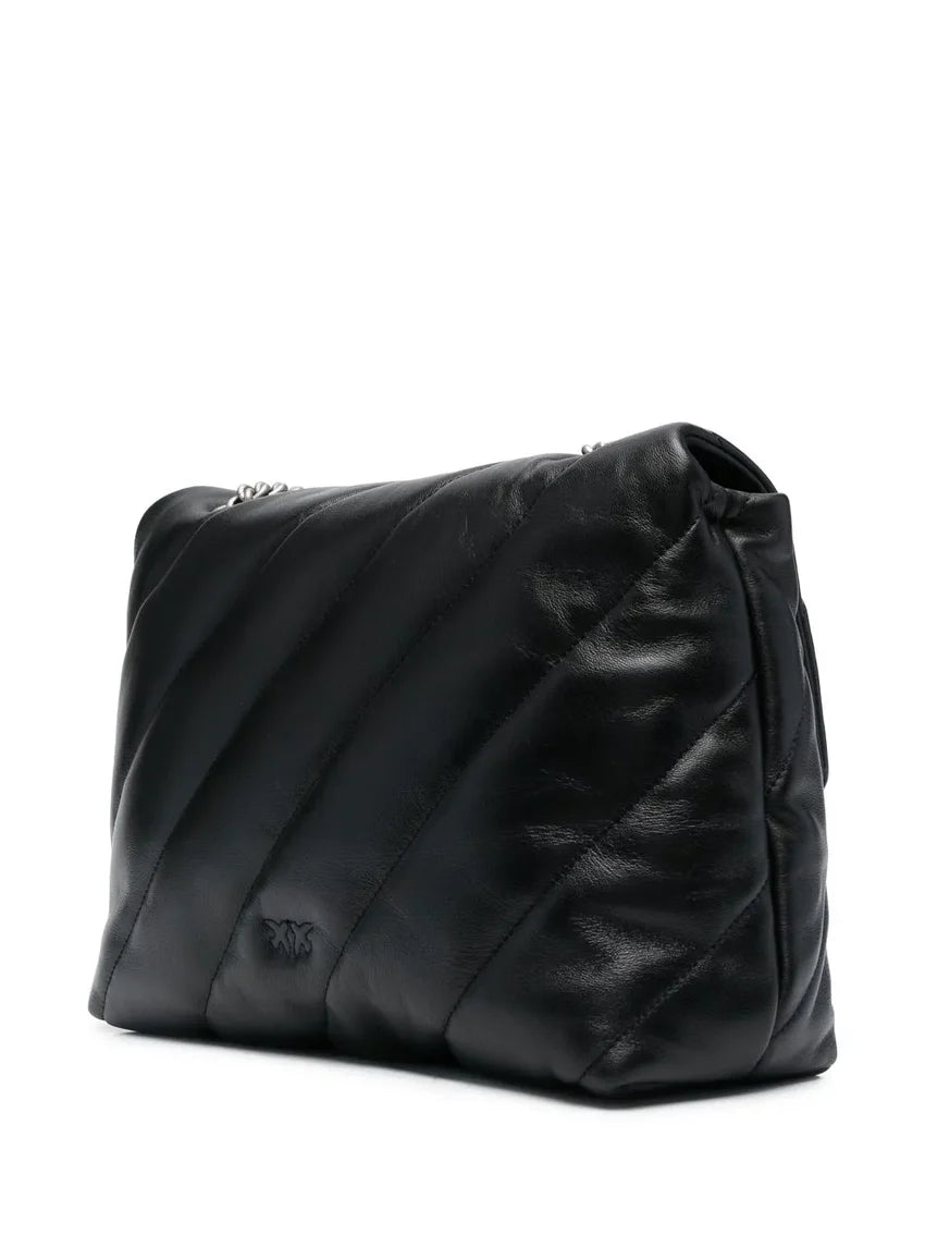 Pinko borsa Love Big Puff Maxi Quilt in pelle trapuntata nero argento