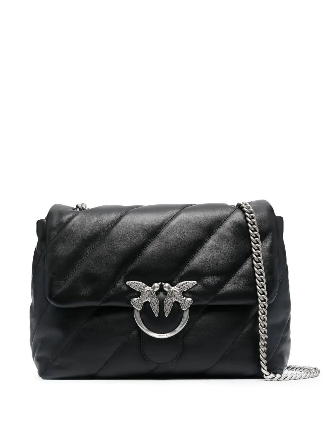 Pinko borsa Love Big Puff Maxi Quilt in pelle trapuntata nero argento