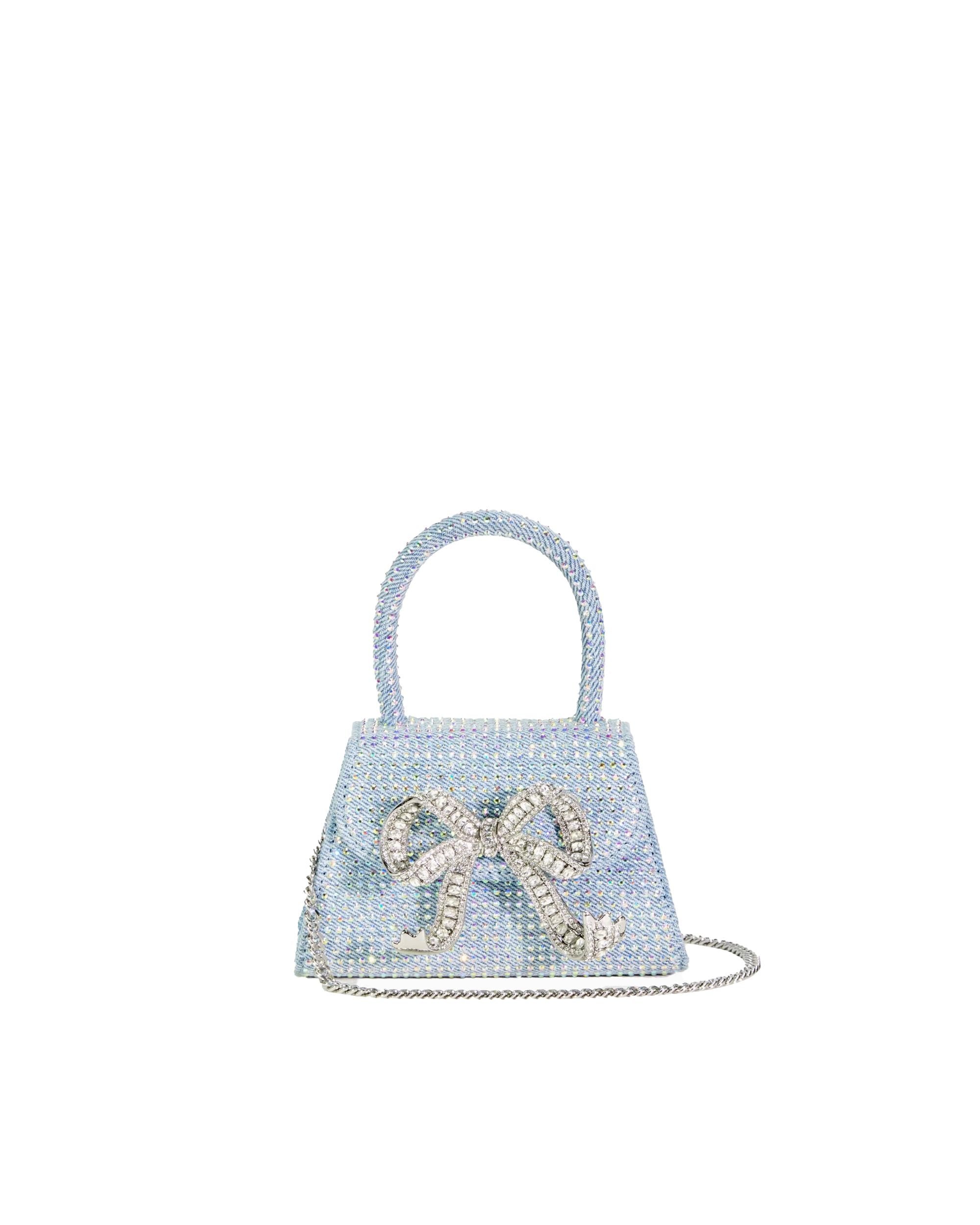 Self-Portrait Borsa mini in denim con fiocco