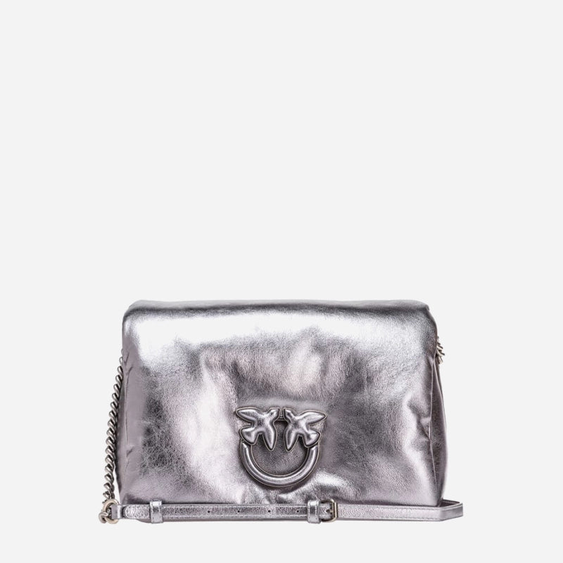 Pinko Classic Love Bag Click Puff Laminata Argent