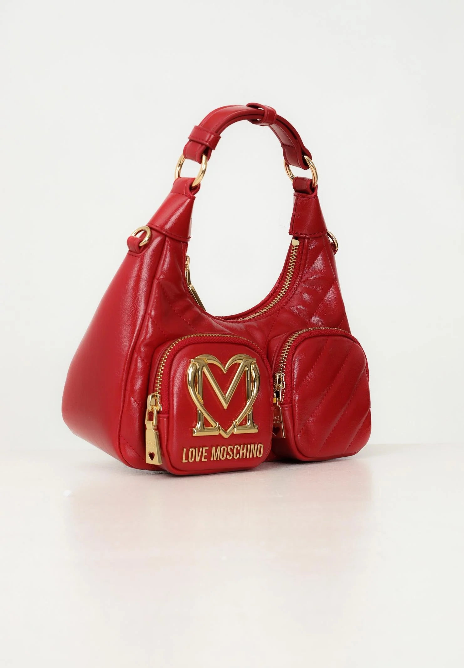 Borsa a spalla rossa da donna con logo