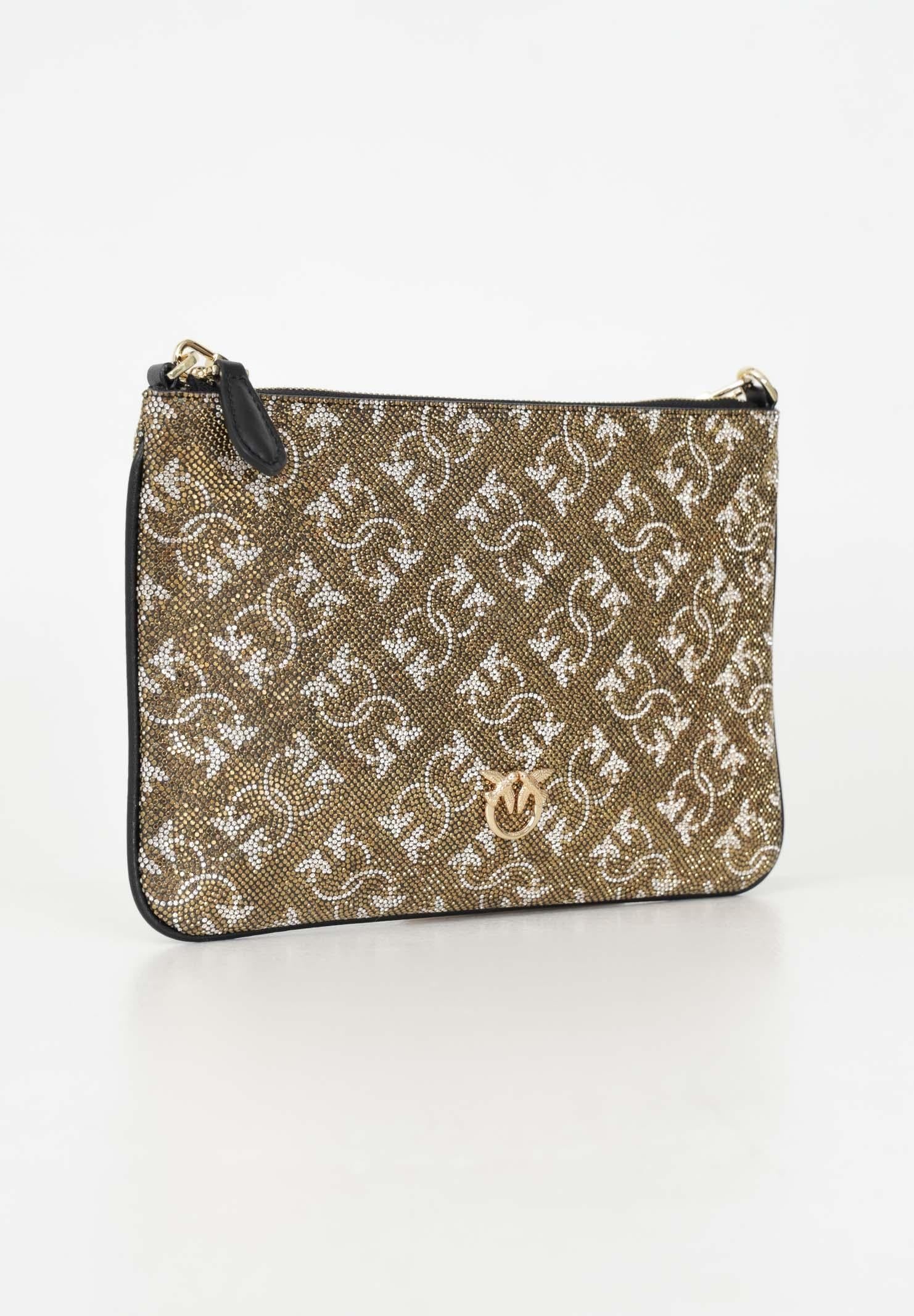 Pochette Flat Classic oro da donna con strass