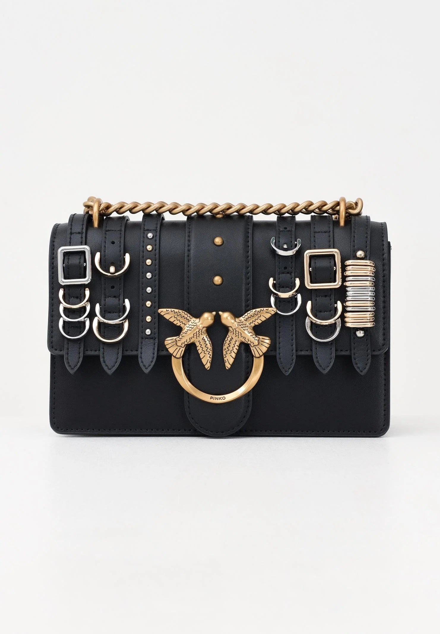 PINKO Borsa a tracolla Love Bag nera da donna con cinturini