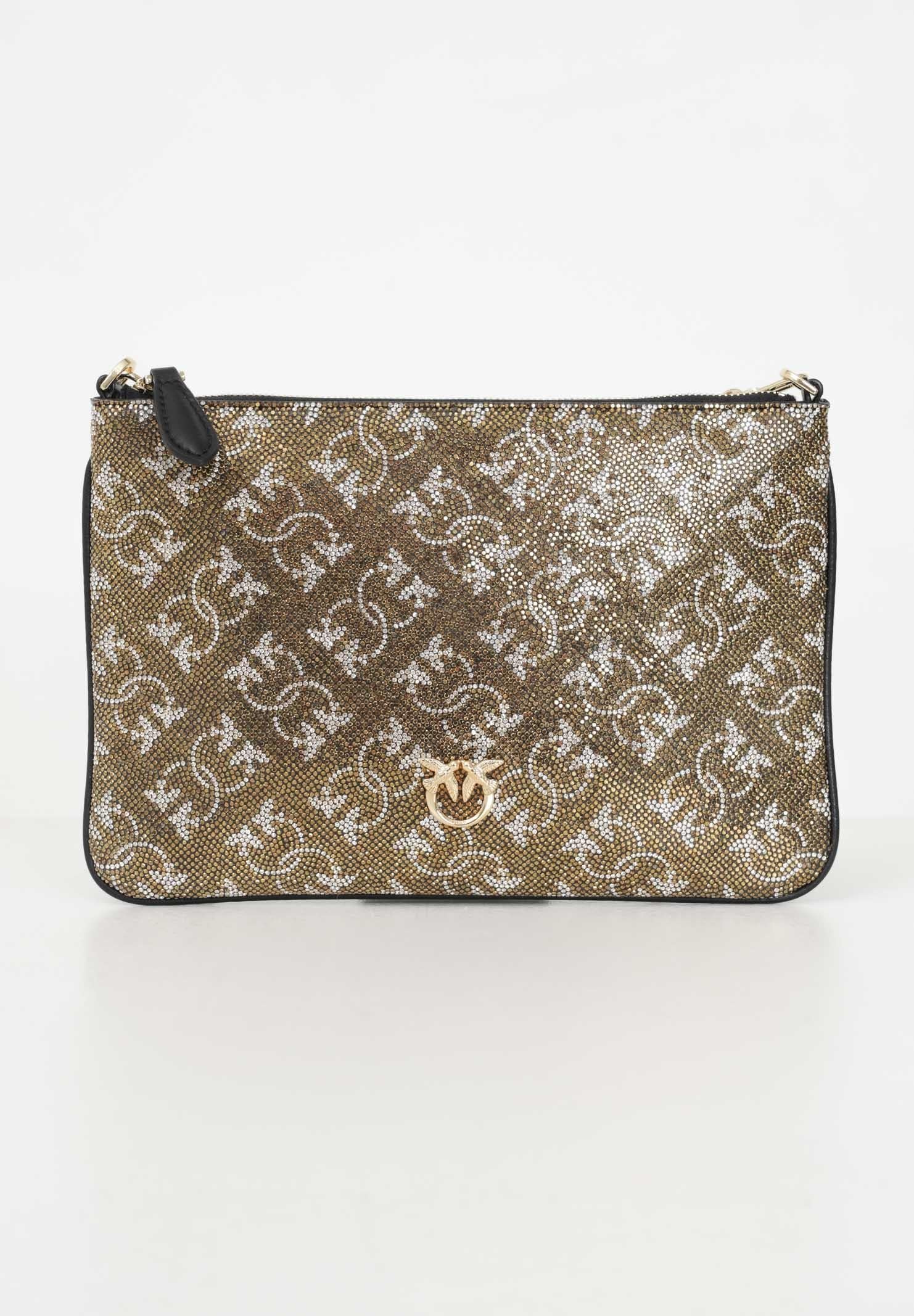 Pochette Flat Classic oro da donna con strass