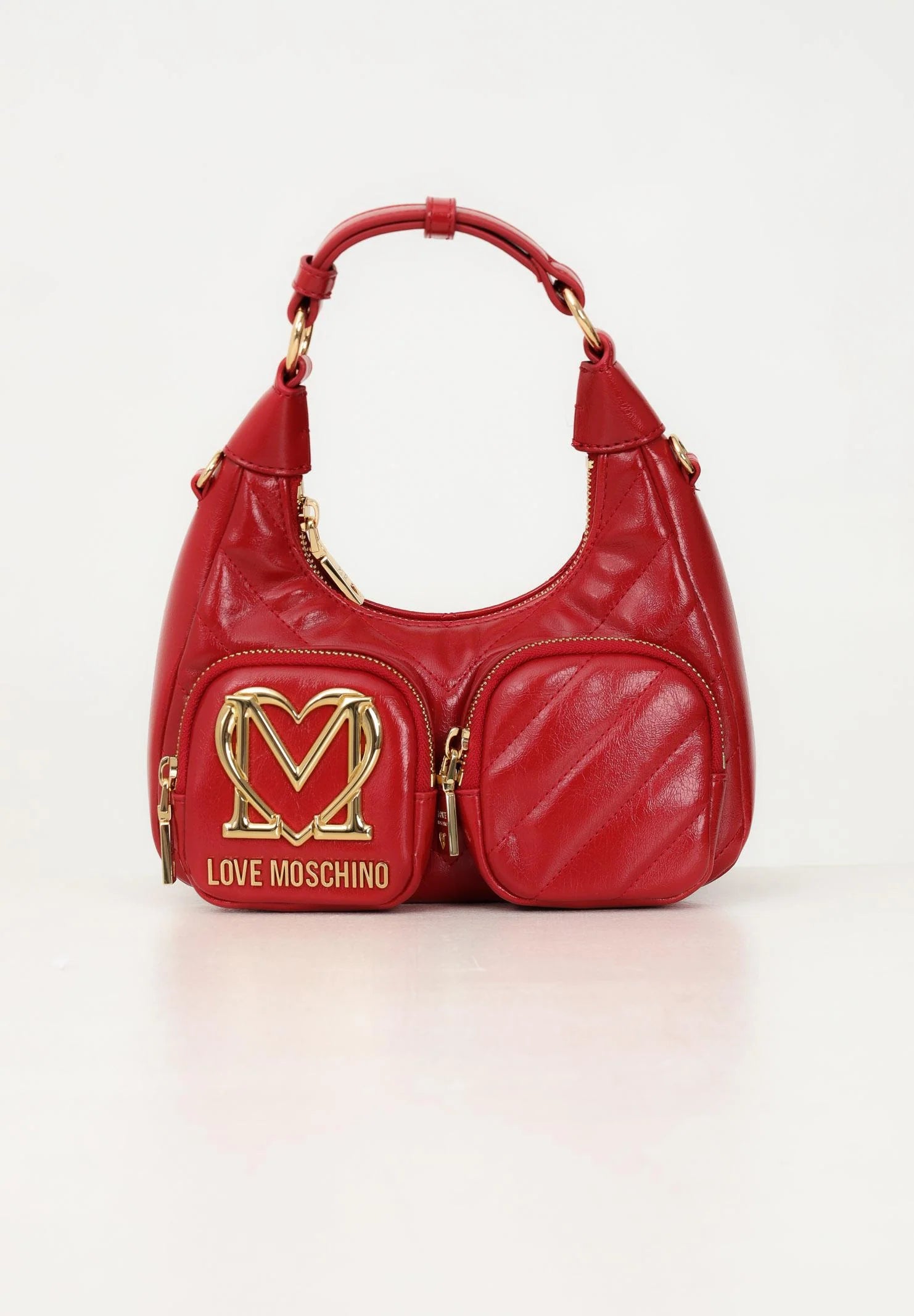 Borsa a spalla rossa da donna con logo