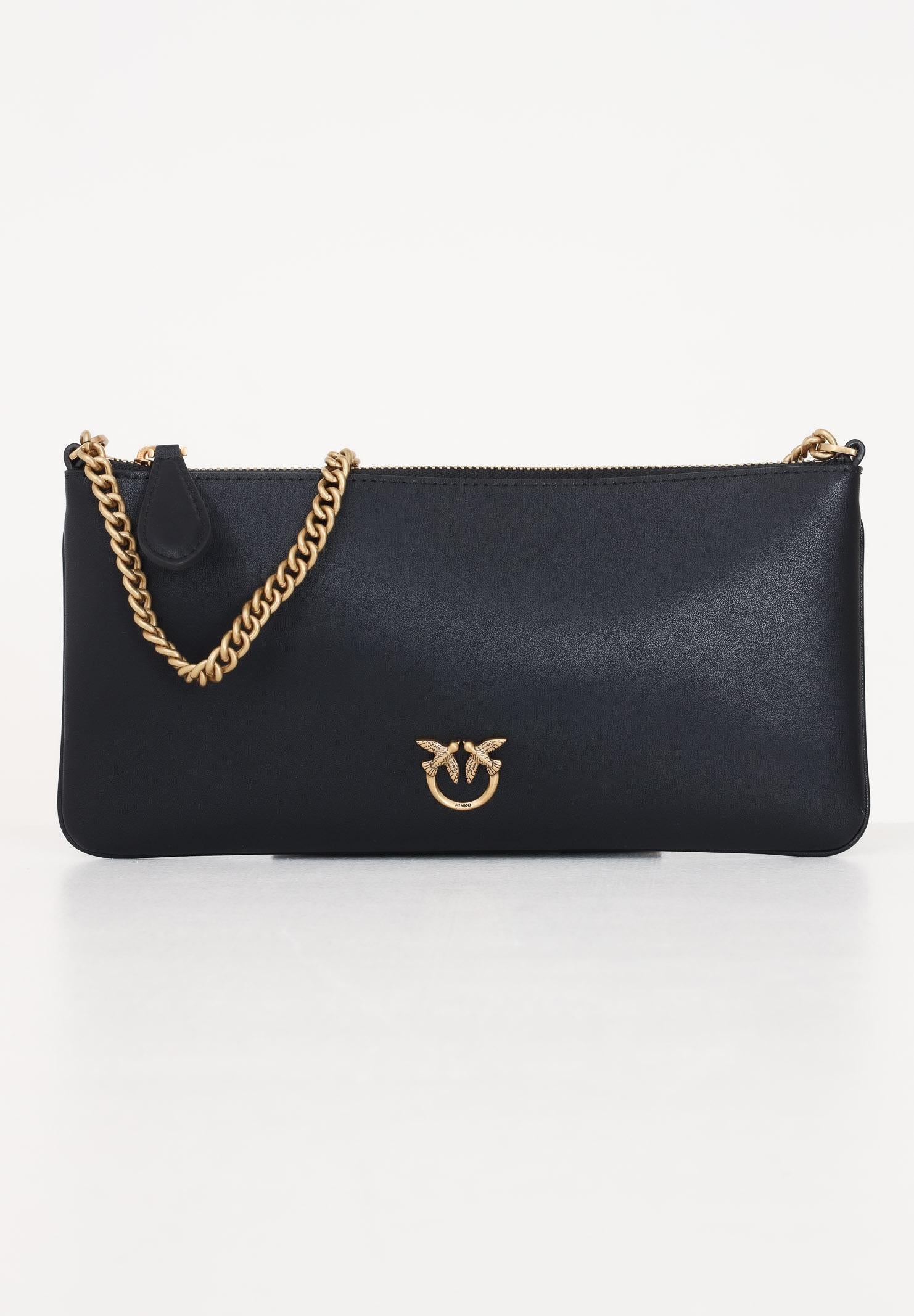 Borsa a spalla Horizontal Flat Bag nera da donna