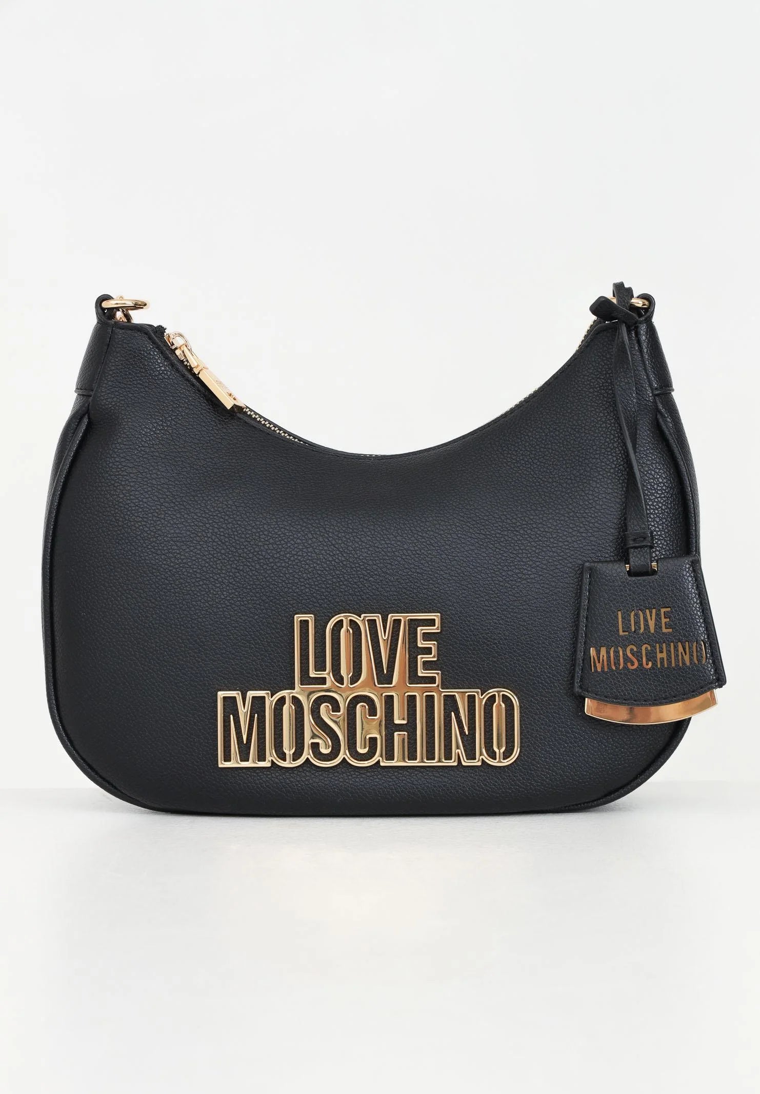 Borsa a spalla nera da donna con logo